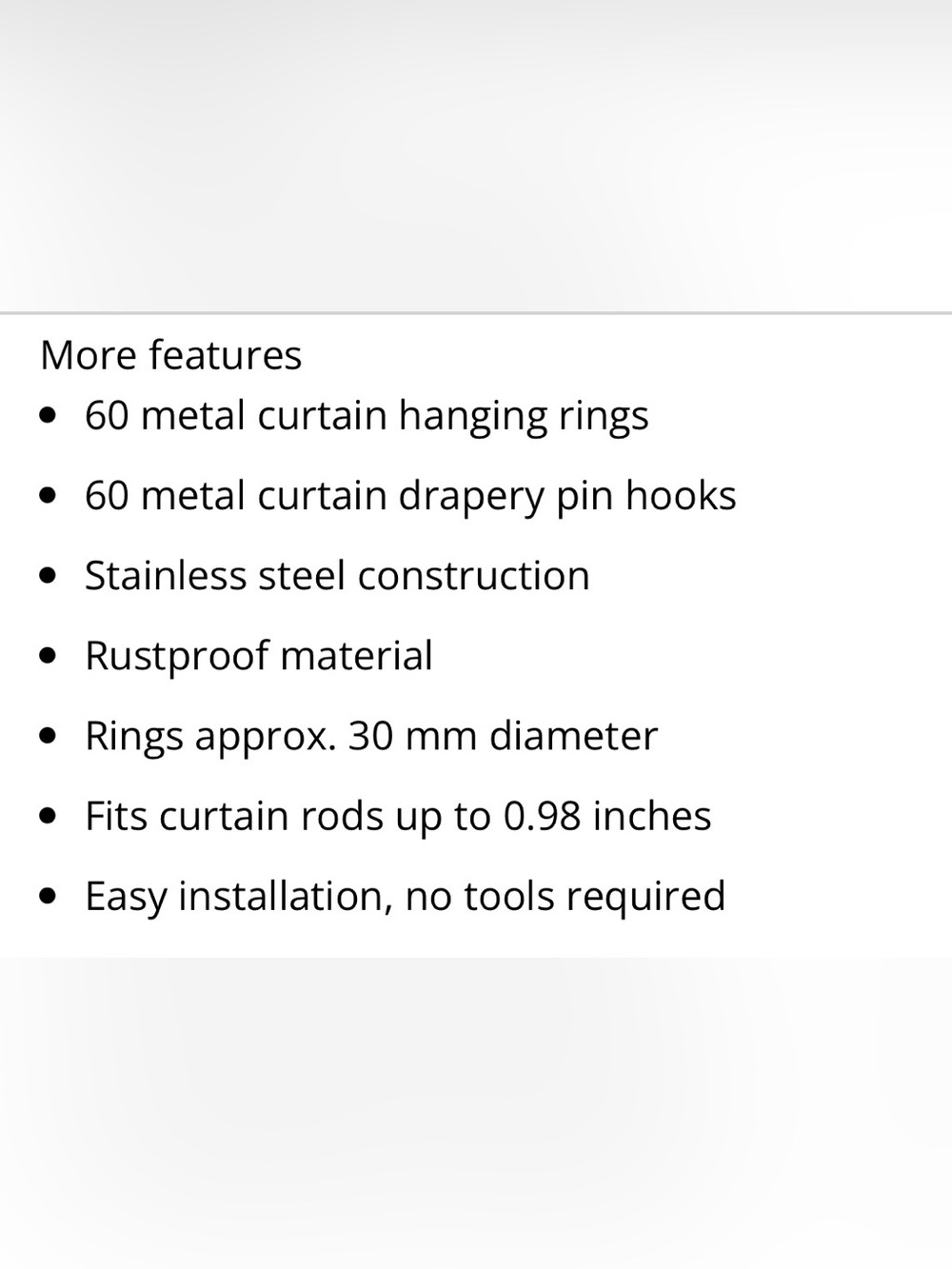 Black Metal Drapery Rings with PinHooks 60pc. - Picture 4 of 4